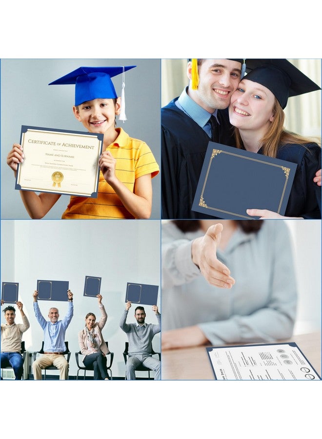 هاوتوكو 10 عبوات من حاملي الشهادات باللون الأزرق الداكن لحاملي الدبلومات وأغطية الشهادات ومجلدات الشهادات مع حدود من رقائق الذهب لحجم الحروف 8.5X11 - Image 5