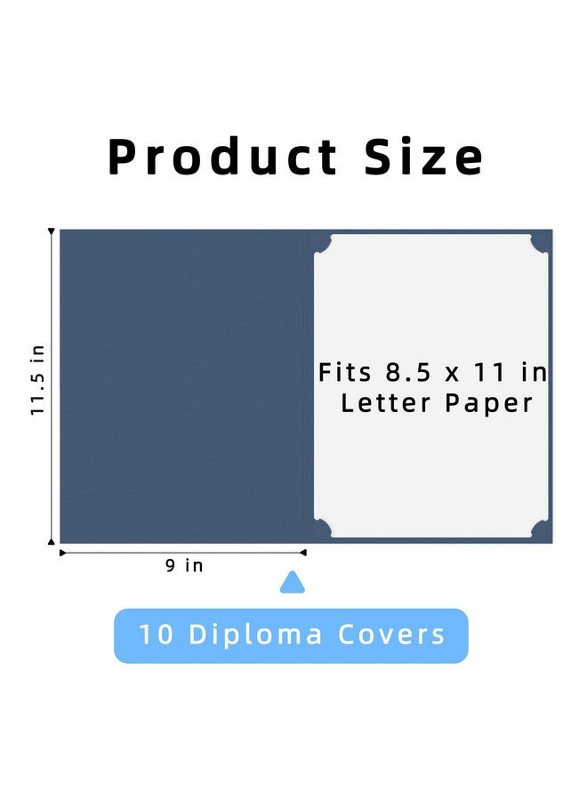 هاوتوكو 10 عبوات من حاملي الشهادات باللون الأزرق الداكن لحاملي الدبلومات وأغطية الشهادات ومجلدات الشهادات مع حدود من رقائق الذهب لحجم الحروف 8.5X11 - Image 2
