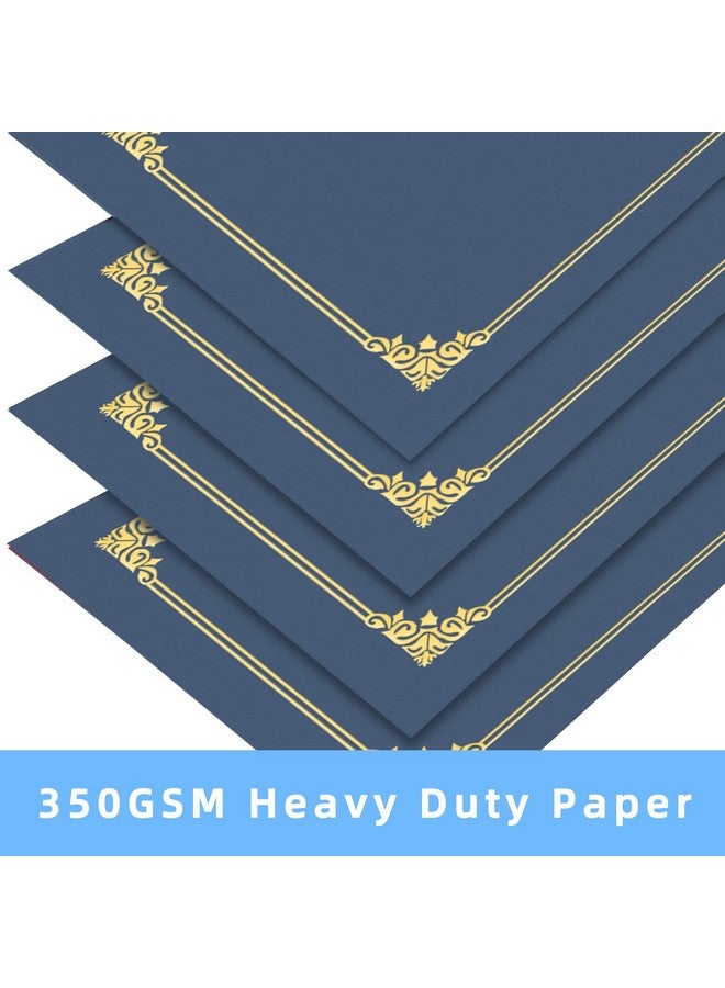 هاوتوكو 10 عبوات من حاملي الشهادات باللون الأزرق الداكن لحاملي الدبلومات وأغطية الشهادات ومجلدات الشهادات مع حدود من رقائق الذهب لحجم الحروف 8.5X11 - Image 4