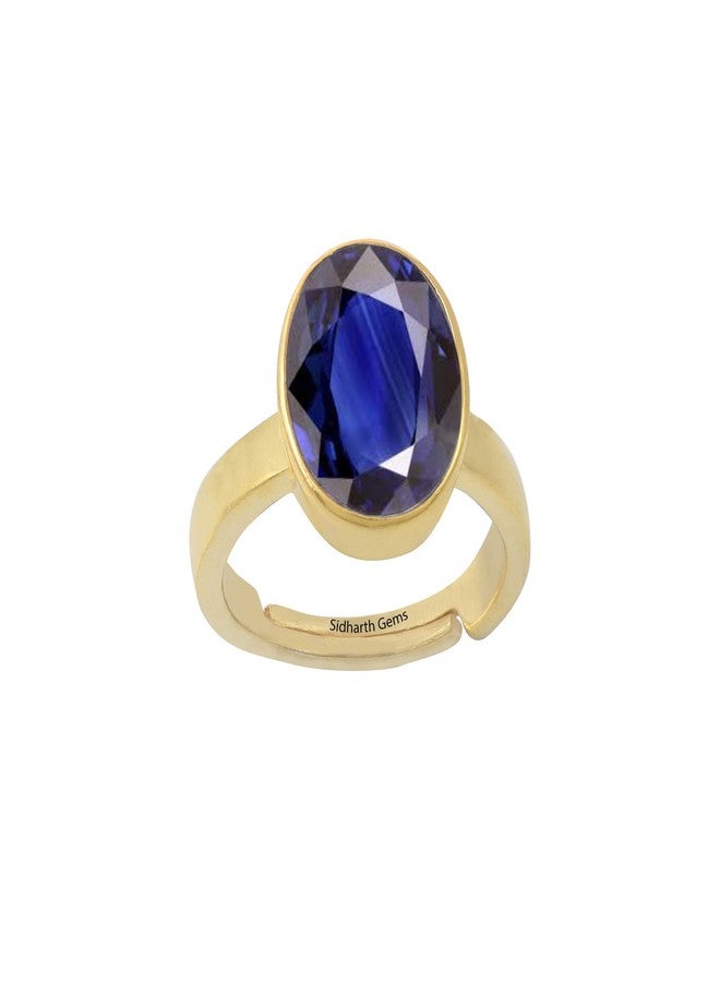 Sidharth Gems 12.25 Ratti 11.00 Carat Lab - Certified Unheated Untreatet AAA+ Quality Natural Blue Sapphire Neelam Gold Adjustable Gemstone Ring for Women's and Men's - Image 1