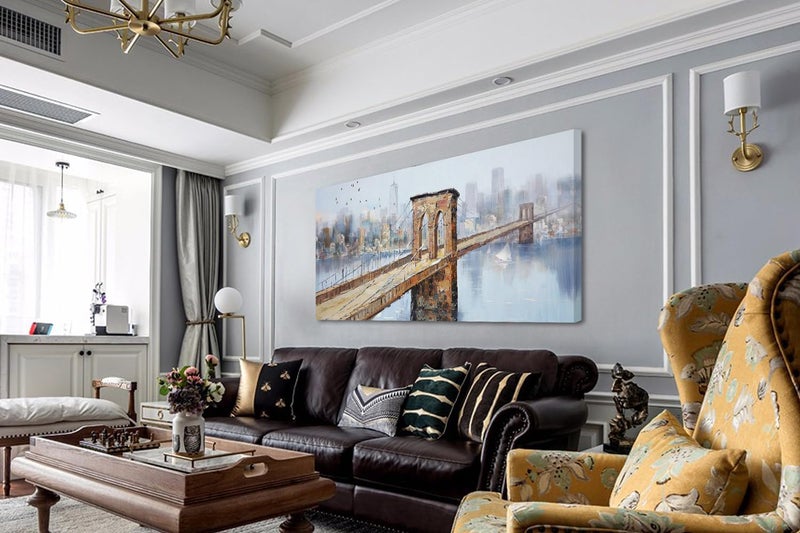 Arjun Brooklyn Bridge Canvas Wall Art Abstract Skyline New York City Painting - Image 5