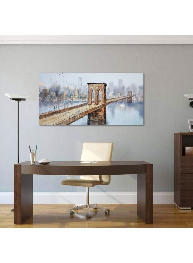 Arjun Brooklyn Bridge Canvas Wall Art Abstract Skyline New York City Painting - Image 4