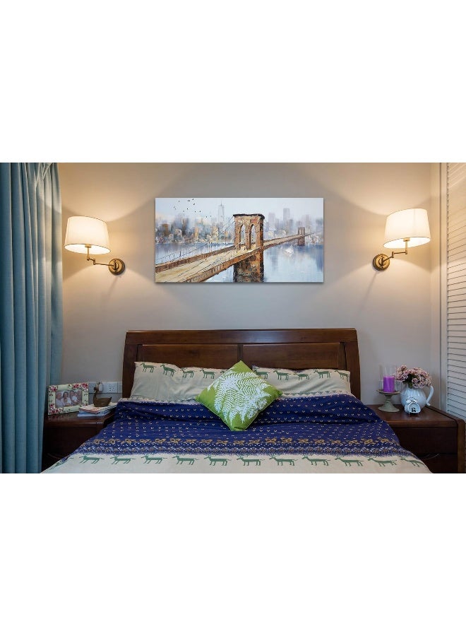 Arjun Brooklyn Bridge Canvas Wall Art Abstract Skyline New York City Painting - Image 3