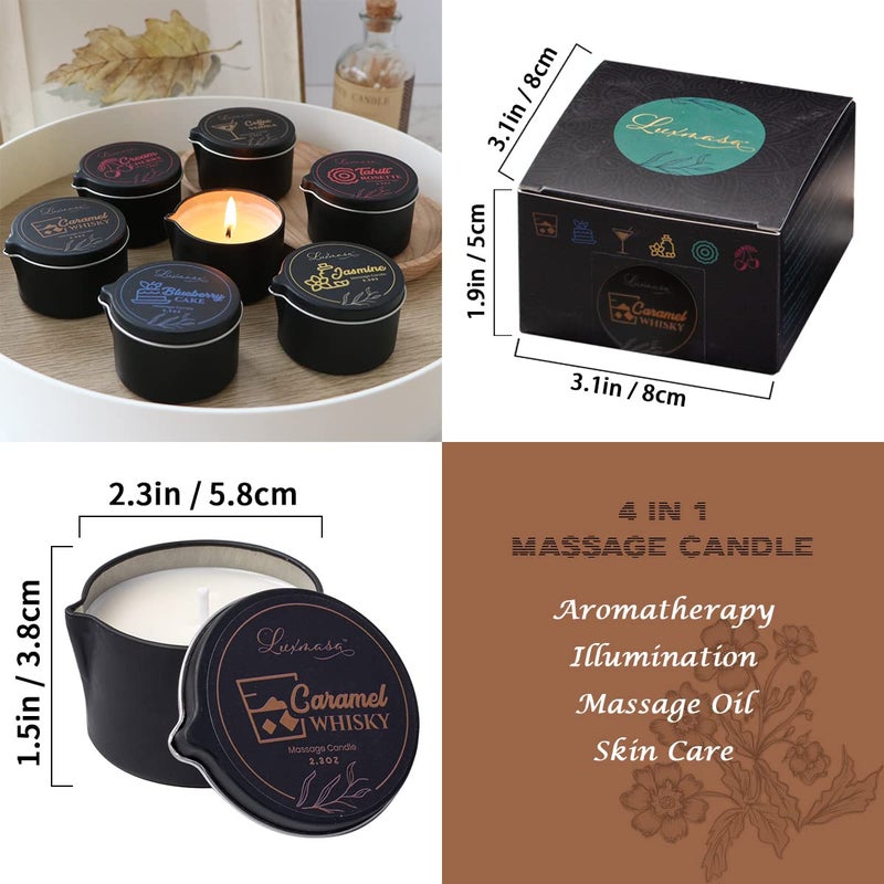 LUXMASA Soybean Wax Warming Massage Oil Candle for Stress Relief and Skin Moisturizing, Romantic Gift SPA Use Home Scented Candle Body Oil Caramel Whisky Scent 2.35 OZ - Image 5
