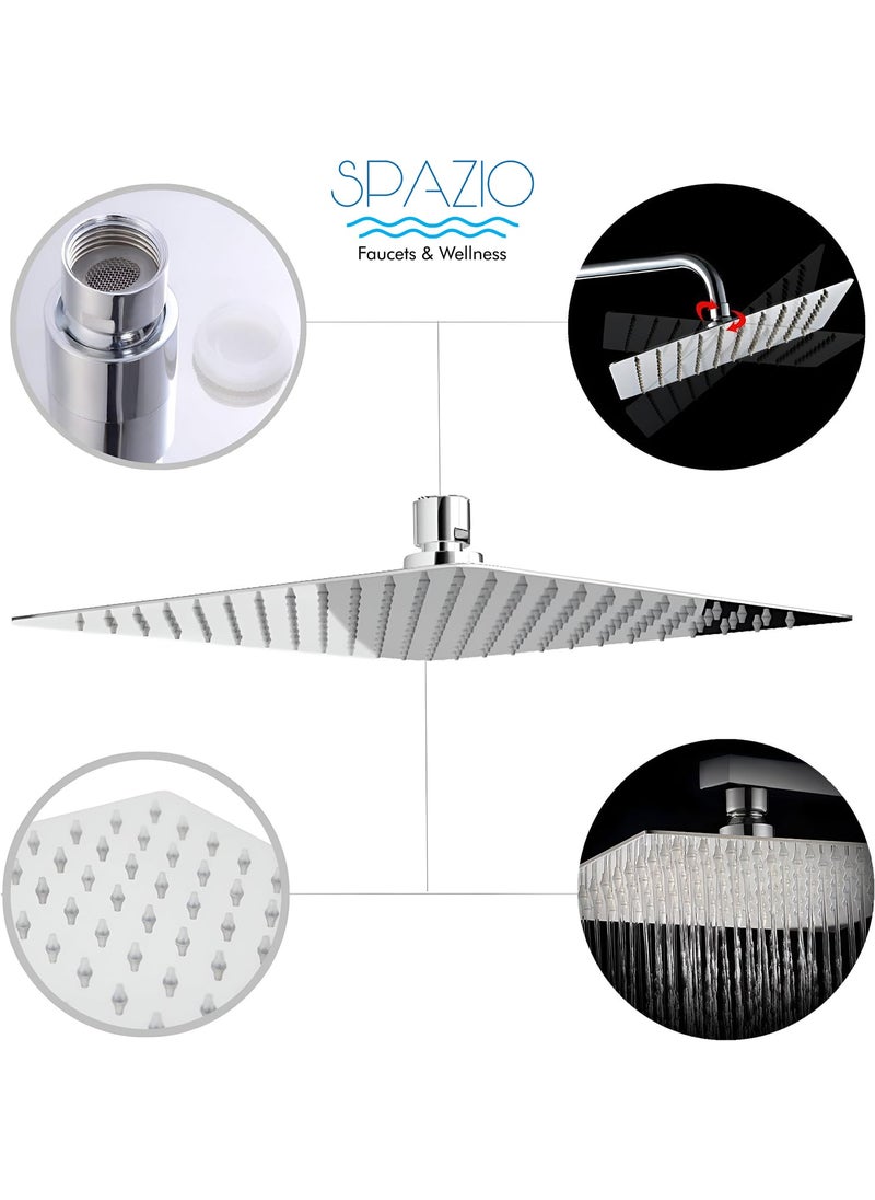 SPAZIO SPAZIO Rain Shower Stainless Steel Ultra Slim 6x6 Inch With 15 Inch Long Arm Shower Head  - Image 3