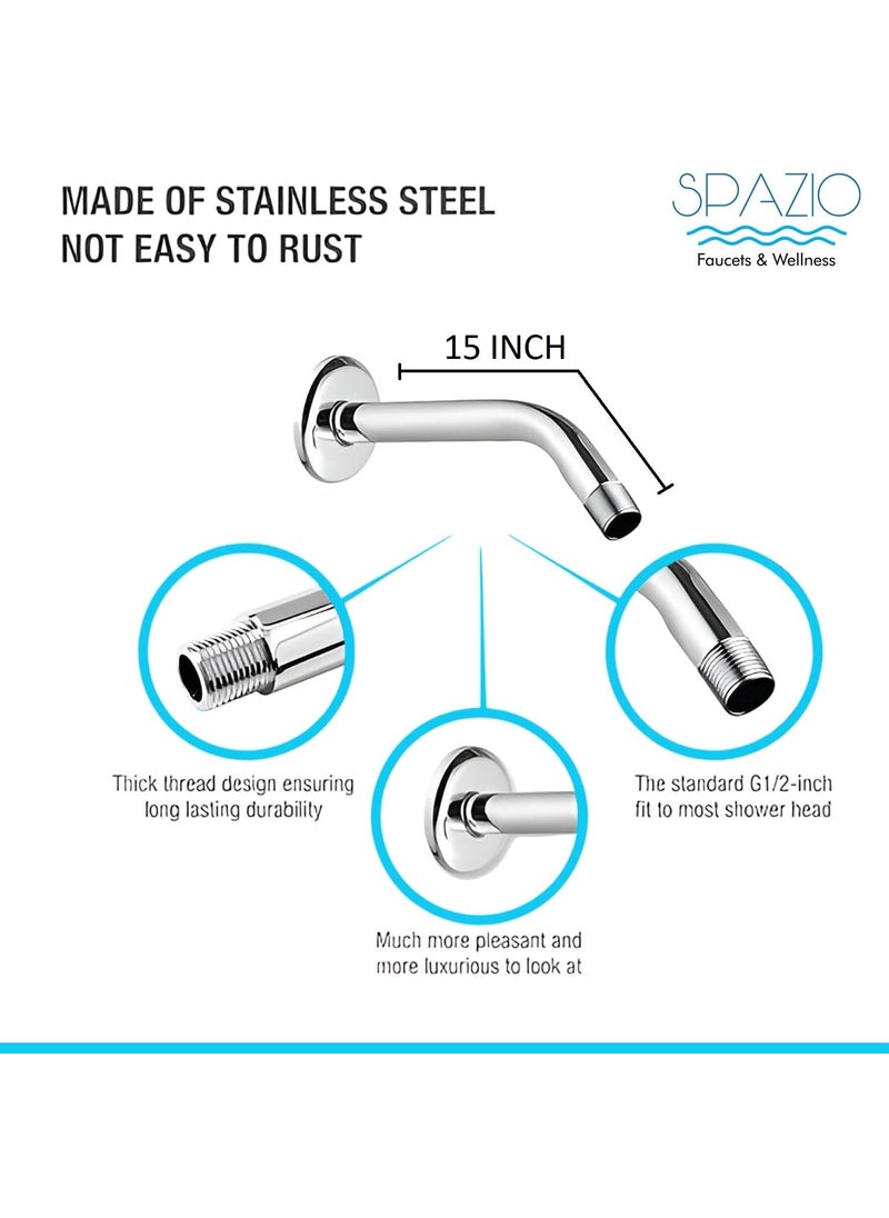 SPAZIO SPAZIO Rain Shower Stainless Steel Ultra Slim 6x6 Inch With 15 Inch Long Arm Shower Head  - Image 2