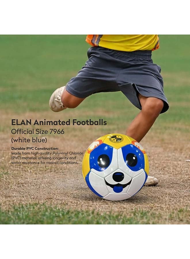 Elan Animated PVC Football Size 5 White & Blue – Official Size Outdoor Soccer Ball for Training, Coaching and Casual Games - Image 3