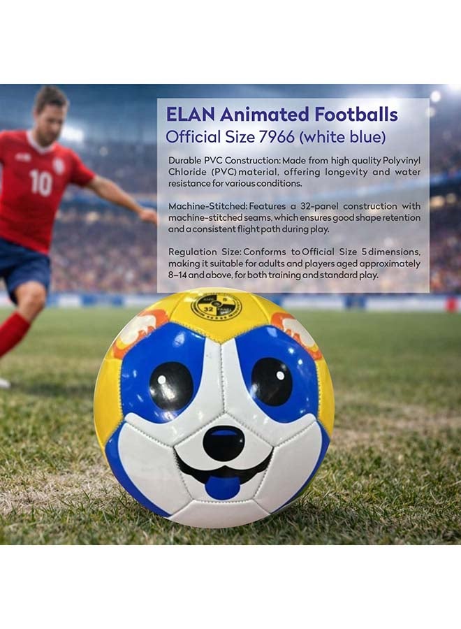 Elan Animated PVC Football Size 5 White & Blue – Official Size Outdoor Soccer Ball for Training, Coaching and Casual Games - Image 5