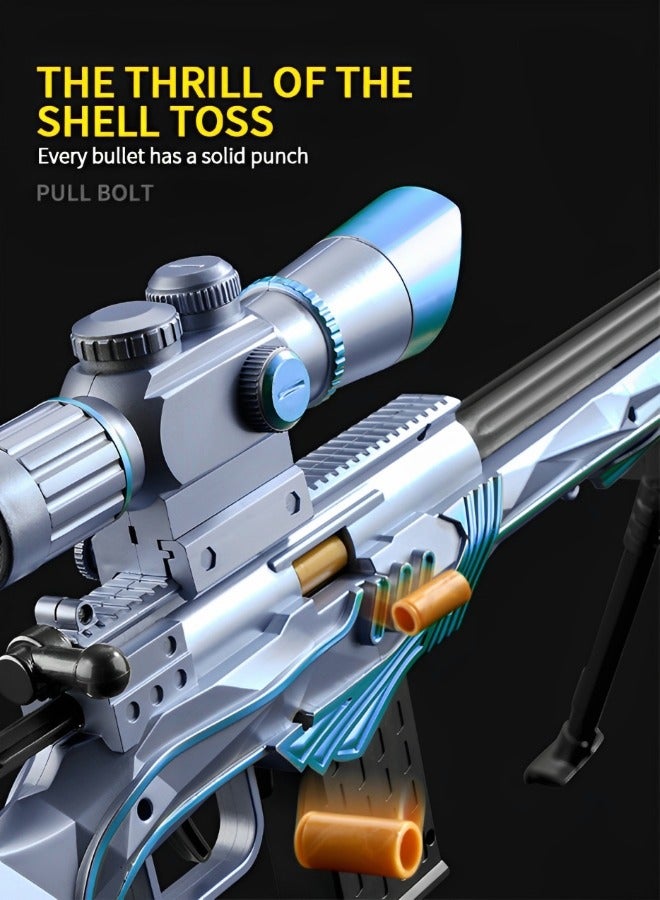 GROIC لعبة مسدس لبندقية القنص، M24 شل رمي مسدس رصاص ناعم مع مرآة 8x، رصاصة ناعمة، مسدس قنص DIY، مسدس لعبة رصاص ناعم يدوي للأطفال، ألعاب ألعاب خارجية - Image 3