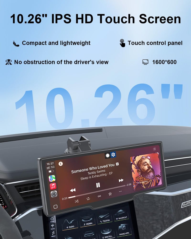 25HOURS HK5 Carplay Screen for Car, 10.26â€™â€™ HD Wireless Apple Carplay & Android Auto Touchscreen with Backup Camera, Car Play Screen iOS 26 Compatible, GPS Navigation/Mirror Link/Siri/FM (No Front Camera) - Image 4