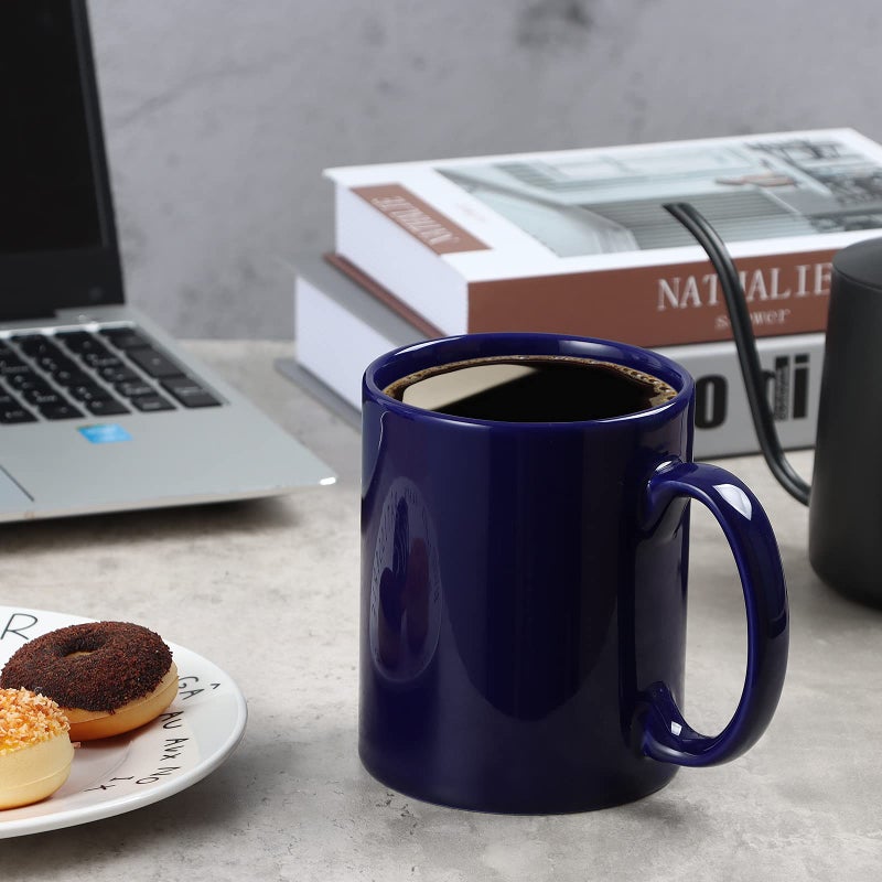 Smilatte 20 OZ Extra Large Ceramic Coffee Mug, M017 Classic Porcelain Boss Super Big Tea Cup with Handle for Office and Home, Blue - Image 2