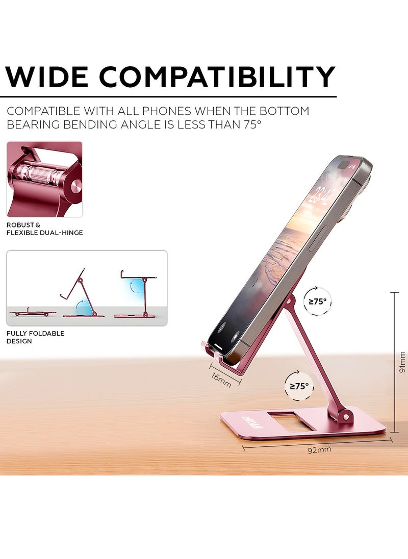 AMROAH Phone Stand for Cellphone Adjustable Phone Holder for Desk, Folding Office Mobile Holder Portable for Desktop Table Bed Compatible Smartphones Apple iPhone 16 15 14 13 12 Pro Max Plus Samsung Tables iPad  - Image 4