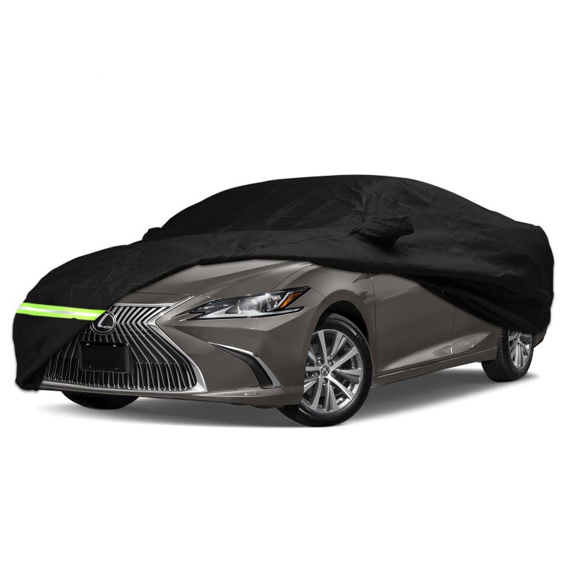 غطاء سيارة YIXIN مقاوم للماء لسيارة لكزس ES ES300 ES330 ES350 ES300h من 2012 إلى 2024 غطاء سيارة مخصص 100% مقاوم للماء ومضاد للرياح بحزام باب واحد بسحاب يصل إلى 198 لأسود لغطاء سيارة لكزس ES