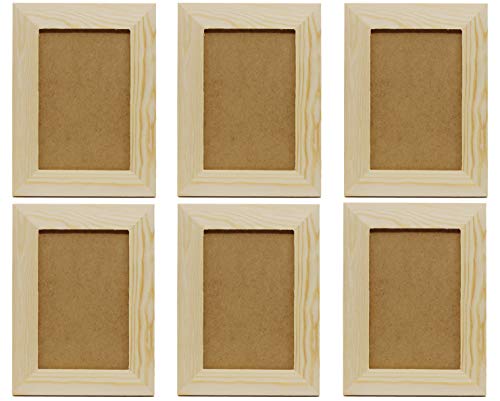 Creative Hobbies Pack of 6 - Unfinished Solid Pine Wood Picture Frames For Arts & Crafts, DIY Painting Project - Stand or Hang on the Wall - (8x6 Frame Size Holds 6x4 Pictures) For Adults and Kids - Image 2