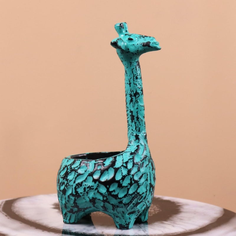 LoosebucketAluminum Metal Statue Giraffe Sculpture Ornament Abstract Animal Figurines Room Desk Decor Home Decoration Patina Green Pack of 1 - Image 2