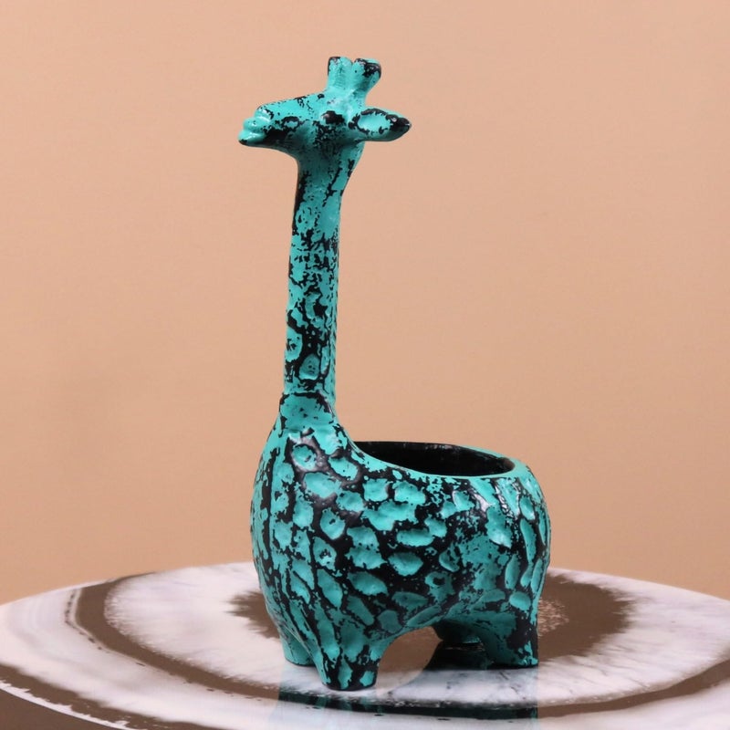 LoosebucketAluminum Metal Statue Giraffe Sculpture Ornament Abstract Animal Figurines Room Desk Decor Home Decoration Patina Green Pack of 1 - Image 1