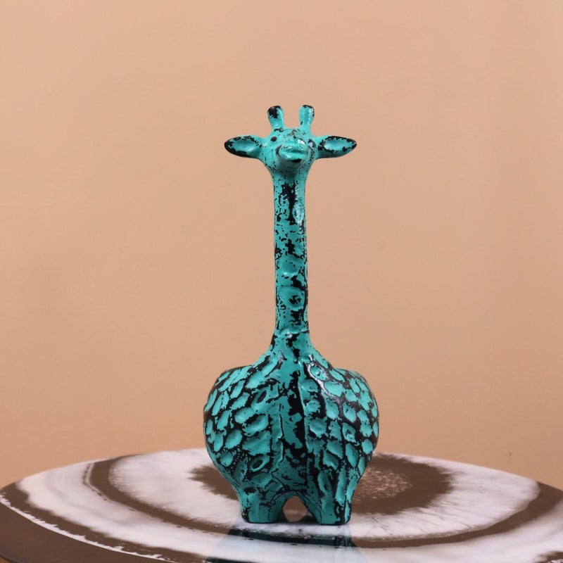 LoosebucketAluminum Metal Statue Giraffe Sculpture Ornament Abstract Animal Figurines Room Desk Decor Home Decoration Patina Green Pack of 1 - Image 3