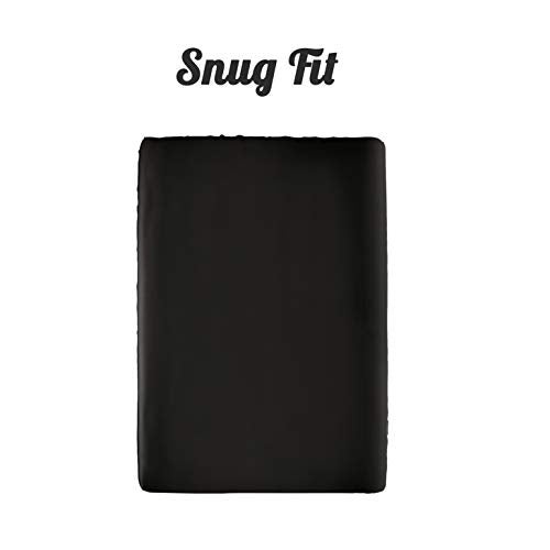 Pro Goleem Satin Pack n Play Playard Sheet Great for Baby Hair Soft Silk Feeling 27x39 Inch Fitted Portable Mini Crib Sheet Playard Mattress Cover Unisex Black Gift for Boys and Girls - Image 5