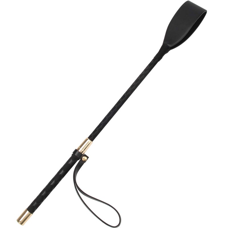 Coolrunner Riding Crop for Horse, 18 Inch Horse Whip with PU Leather Equestrianism Horse Crop Double Slapper Horse Whip Black Crops for Horses (Black) - Image 1