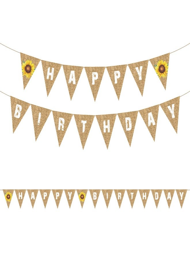 Lide Road Sunflower Happy Birthday Banner Sunflower Theme Party Decorations Happy Birthday Banner Bunting Decorative Burlap Banner for Baby Shower Kids Birthday Party, Sunflower Pattern Flag Party Supplies - Image 3