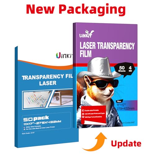 Uinkit 11x17 Laser Transparency Film OHP 50 Pack Acetate Sheets Clear Overhead Projector Laserjet Film for Color Laser Jet Printer and Copier A3 Menu Size 11 x 17 50 Pack Uinkit - Image 3
