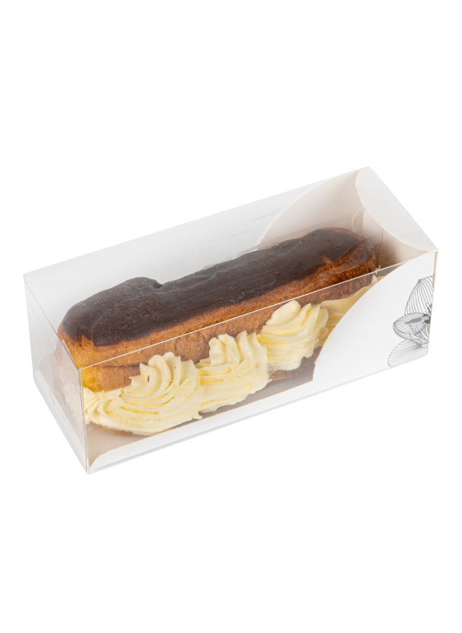 Restaurantware - 7 Inch x 2.5 Inch Clear Dessert Boxes, 100 White Paper Sleeve Transparent Candy Boxes - Lotus Accent, No Grease Lining, Clear Plastic Clear Favor Boxes, Crack Resistant, Disposable - Image 1