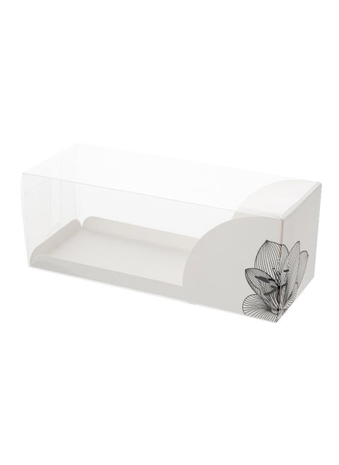 7 Inch x 2.5 Inch Clear Dessert Boxes, 100 White Paper Sleeve Transparent Candy Boxes - Lotus Accent, No Grease Lining, Clear Plastic Clear Favor Boxes, Crack Resistant, Disposable