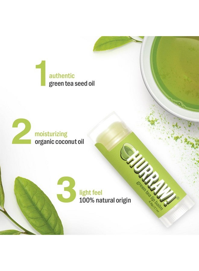 Hurraw! بلسم شفاه الشاي الأخضر 3 عبوات: معتمد عضوي نباتي خالي من القسوة والغلوتين. مكونات طبيعية 100% غير معدلة وراثيًا. خالي من شمع النحل وزبدة الشيا وفول الصويا والنخيل. مصنوع في الولايات المتحدة. - Image 3