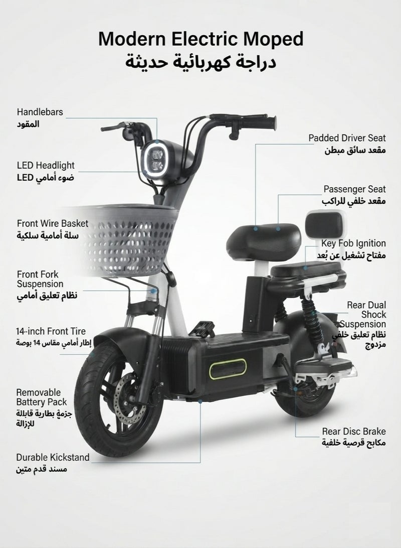 Electric Moped Scooter 350W Motor, 48V 12Ah Battery, 40km/h Top Speed, 35km Range - Image 5