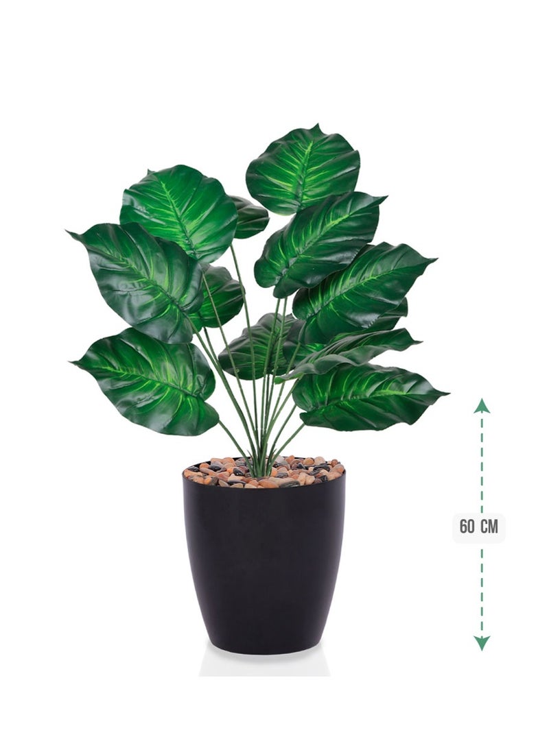 Alrassi Artificial Heart-Leaf Plant – 60 cm Height – Elegant Design in Natural Green for Home or Office Décor - Image 1