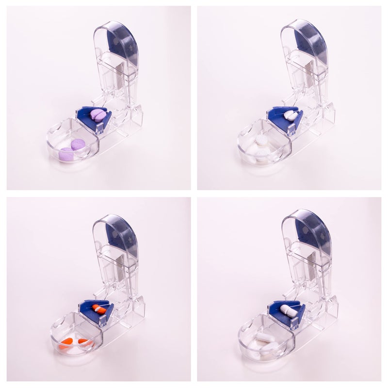 Apex Ultra Pill Cutter, Professional Medical Pill Splitter with Retracting Blade Guard, for Precise Cutting Small or Large Tablets, Vitamins, Blue/Green and Clear, 1 Count, Compact & Travel-Friendly - Image 4