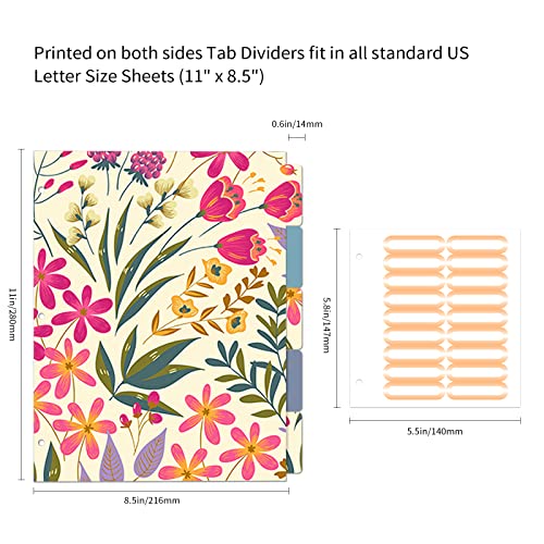 Ospelelf 3 Ring Binder, 1.5 Inch, Cute Floral Binder for Letter Size (11" x 8.5") with 5 Tab Dividers, File Folder Labels and Low Profile Clipboards - Image 5