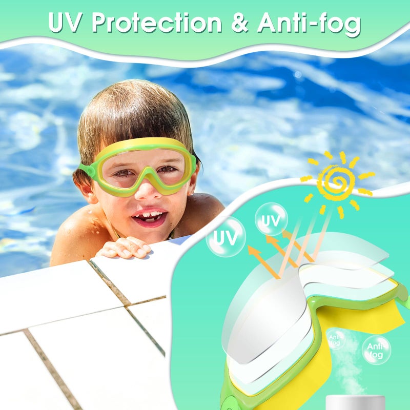 EverSport Goggles for Kids 6-14, 2 Pack Swimming Goggles, Clear Vision Anti-fog Pool Swim Goggles with Nose Cover Wide View Water Swim Mask for kids Toddler Girls Boys Teens age 4-7 8-14 8-12 3-5 3-6 - Image 4