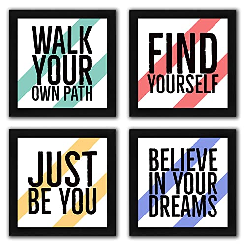 Interio Crafts set of motivational quotes synthetic wood frames (Frame size: 9 X 9 inch, Poster : 8 X 8 inch, Black)(Set 2) - Image 1