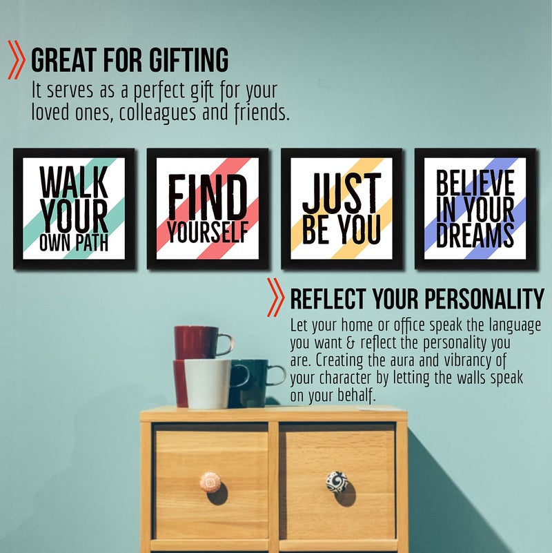 Interio Crafts set of motivational quotes synthetic wood frames (Frame size: 9 X 9 inch, Poster : 8 X 8 inch, Black)(Set 2) - Image 5
