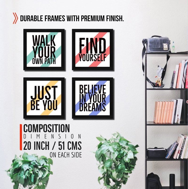 Interio Crafts set of motivational quotes synthetic wood frames (Frame size: 9 X 9 inch, Poster : 8 X 8 inch, Black)(Set 2) - Image 4