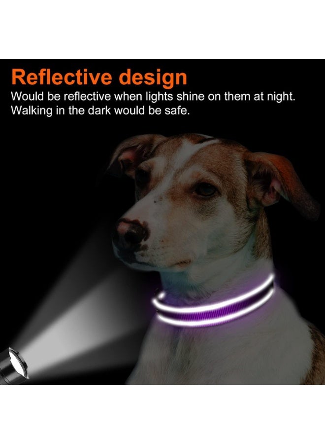 Q TRIPLE A Reflective Dog Collar with Soft Neoprene Padding, Metal D-Ring and Adjustable Length, Premium Nylon Material (Color: Purple) - Image 3