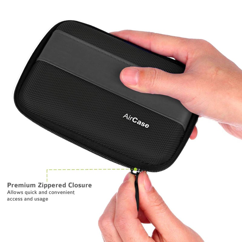 AirCase غطاء حالة القرص الصلب الخارجي 2.5 بوصة من WD Seagate Toshiba | نايلون باليستي 1680D و EVA مقاوم للصدمات، حقيبة تنظيم للأجهزة للقرص الصلب/SSD، سماعات الأذن، شاحن، كابلات، فلاش درايف OTG - Image 4