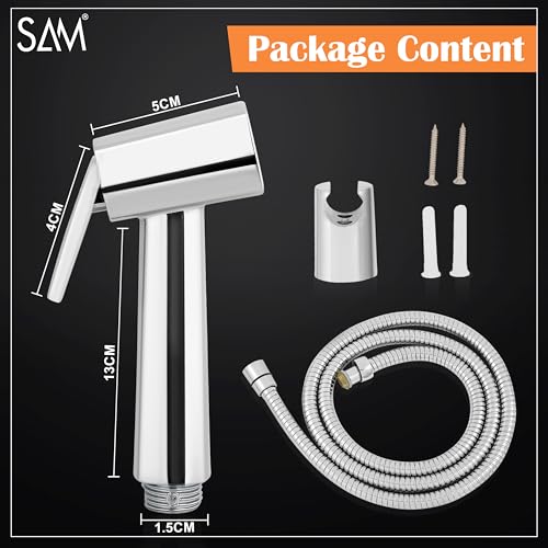 SAM Aqua Health Faucet Set Water Saving Health Faucet 1 Meter Flexible Hose and Wall Mount for Toilet | Jet Spray - Image 3
