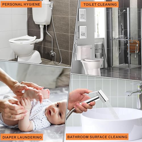 SAM Aqua Health Faucet Set Water Saving Health Faucet 1 Meter Flexible Hose and Wall Mount for Toilet | Jet Spray - Image 2