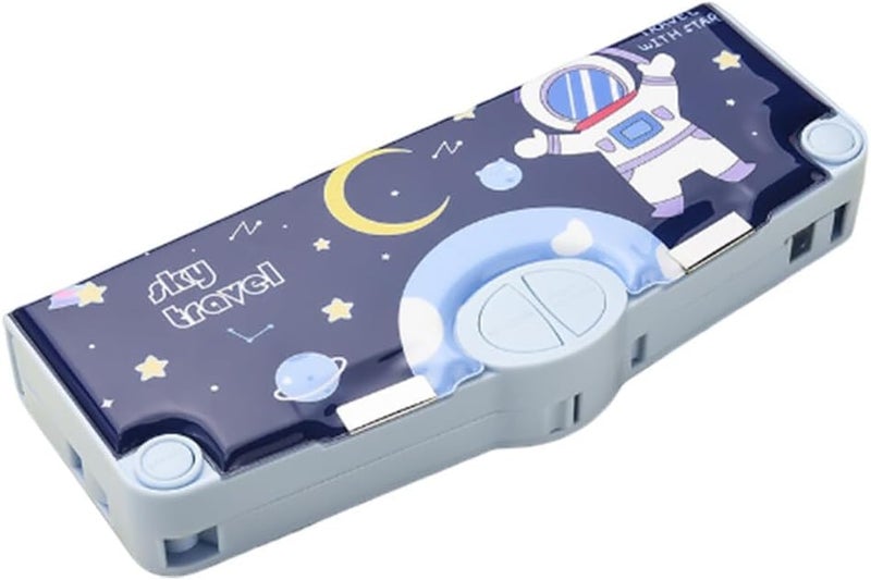Parshya Multifunctional Cute School Pencil Box for Girls, Space Compass Box for Boys, Pencil Box for Kids with Inbuilt Scissor, Ruler, Eraser and Sharpener,Magnetic Pencil Box,Best Gifts - Image 1