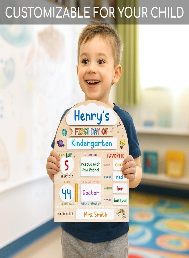 DINIZON My First Day of School Sign 12"x10", First and Last Day of School Board with Marker, Reusable Back to Class Wooden Chalkboard for Preschool, Pre-K, and Kindergarten, Easy to Write & Clean Board - Image 4