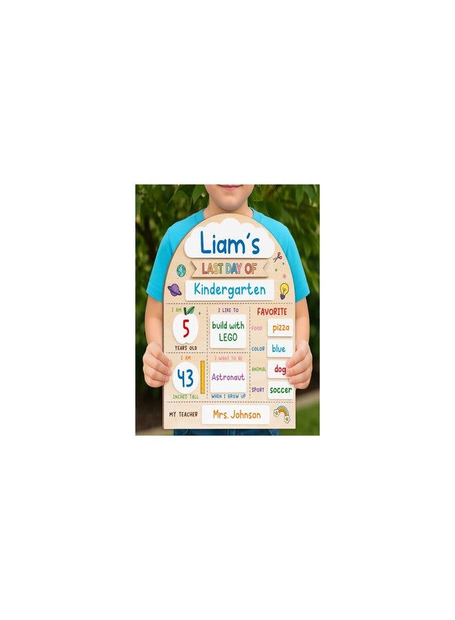DINIZON My First Day of School Sign 12"x10", First and Last Day of School Board with Marker, Reusable Back to Class Wooden Chalkboard for Preschool, Pre-K, and Kindergarten, Easy to Write & Clean Board - Image 1