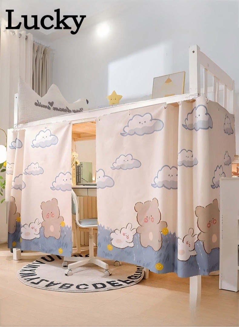 لاكي 2 قطعة ستارة سرير خاصة في الجزء السفلي من السرير بطابقين، ستارة تعتيم سرير مفردة قابلة للتنفس والغبار، ستارة سرير عائلية عنبر، يمكن أن تغطي 3 جوانب - Image 1