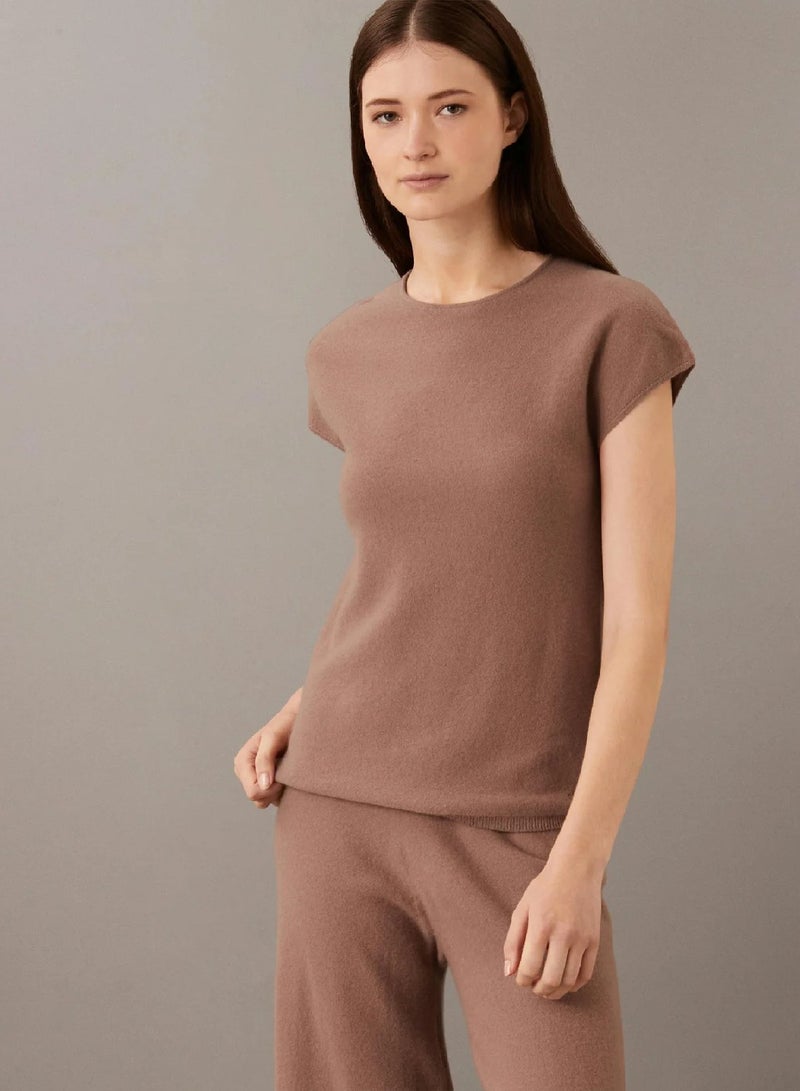 CALVIN KLEIN Slim Wool Short Sleeve Jumper - Image 2