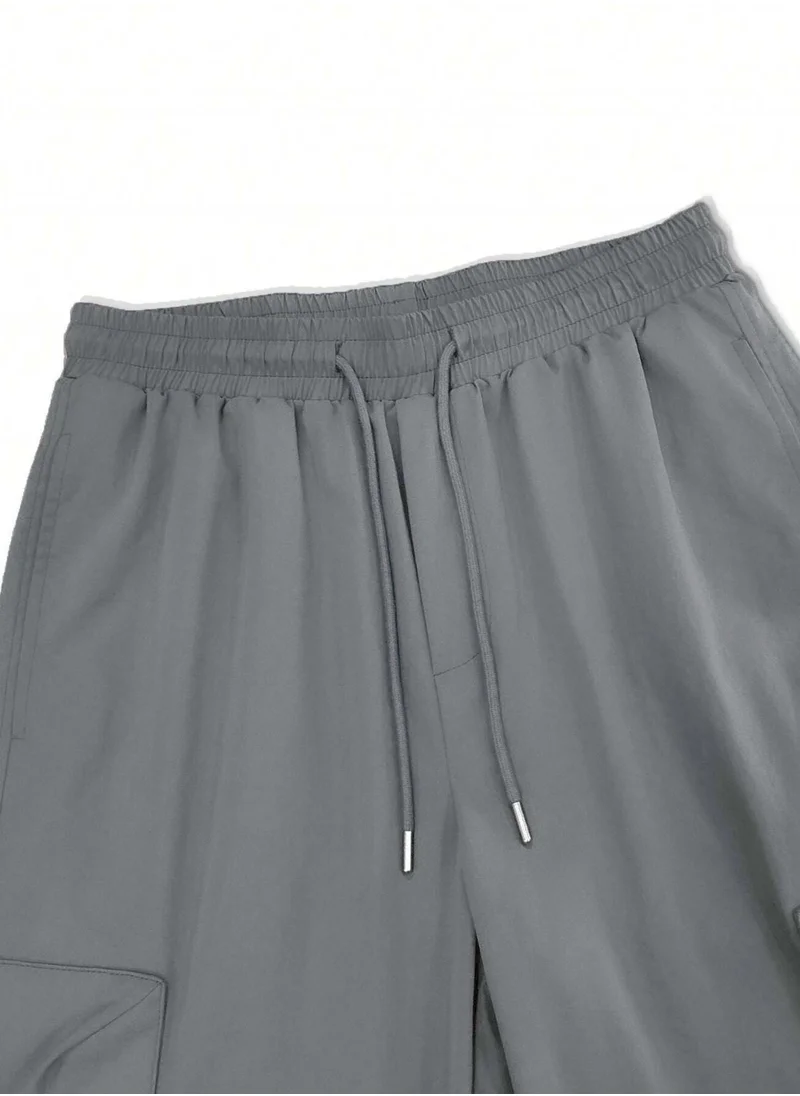 Maniac Maniac Mens Solid Sliver Cement Polyester Nylon Fabric Cargo Pant