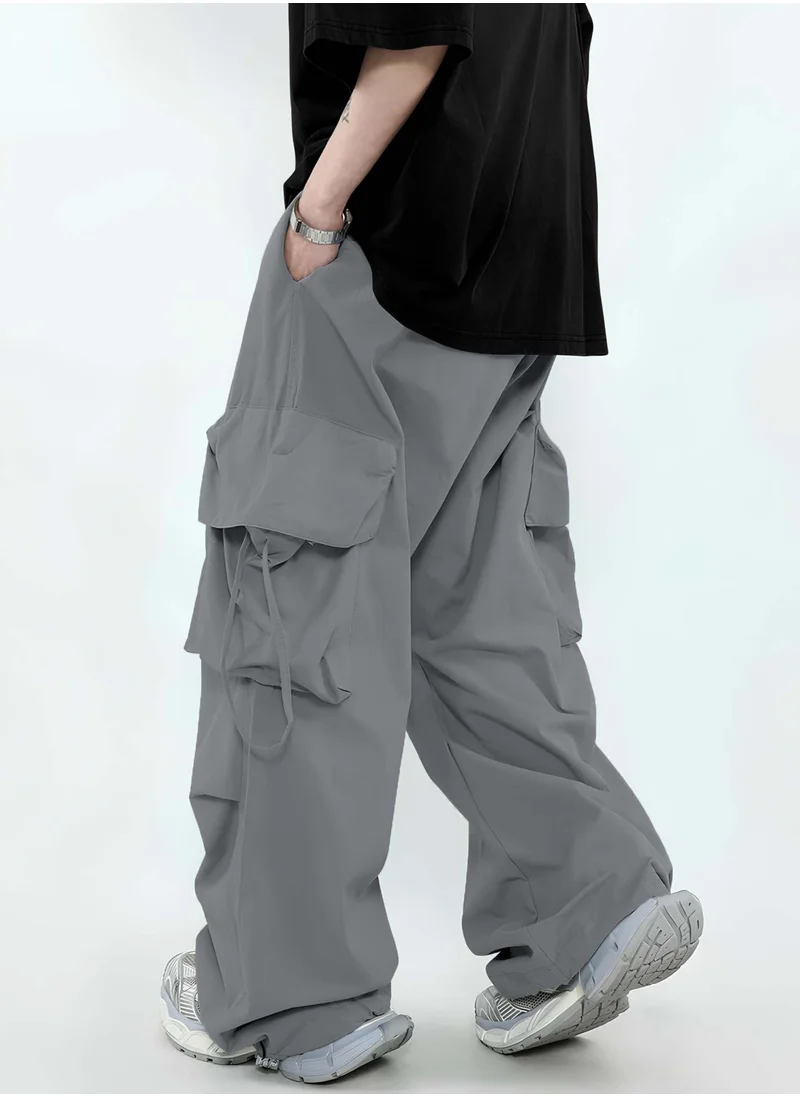 Maniac Maniac Mens Solid Sliver Cement Polyester Nylon Fabric Cargo Pant