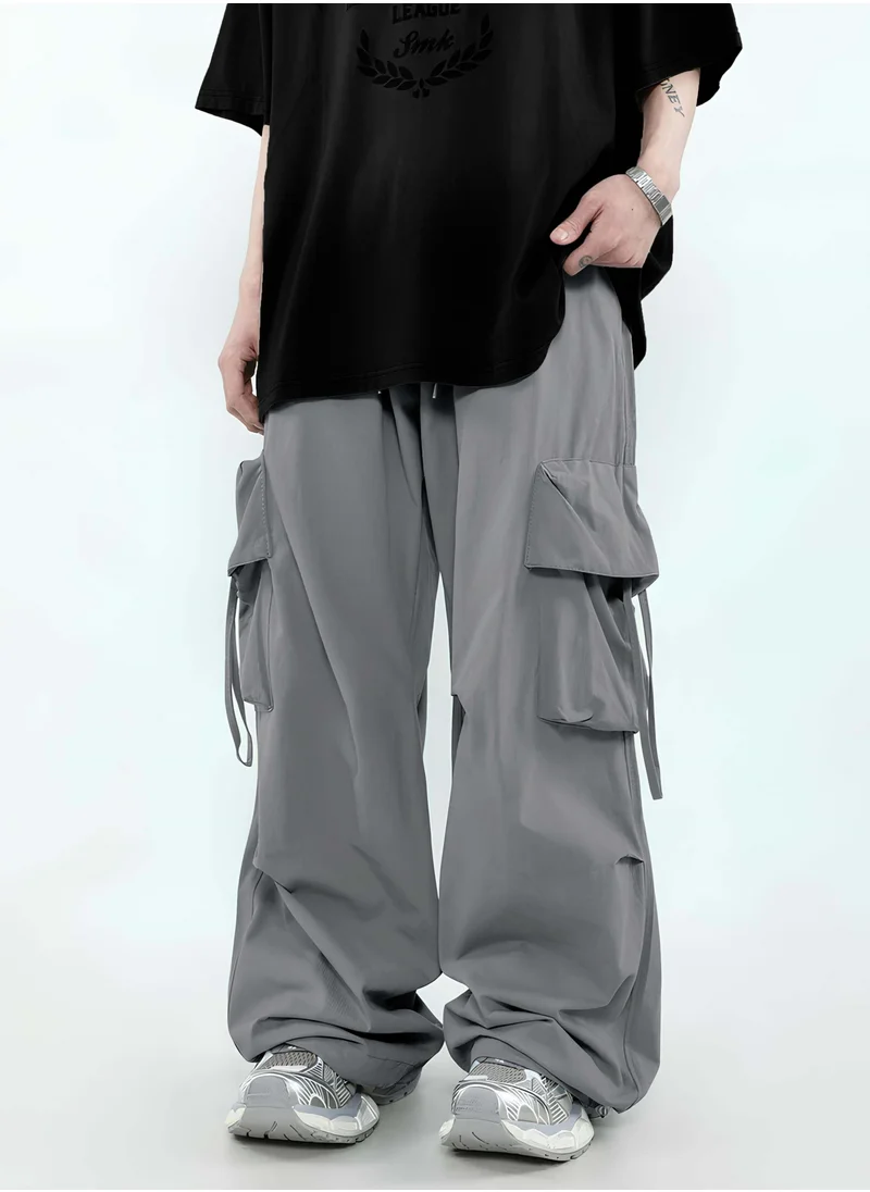 Maniac Maniac Mens Solid Sliver Cement Polyester Nylon Fabric Cargo Pant