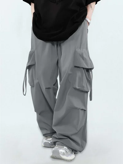 Maniac Maniac Mens Solid Sliver Cement Polyester Nylon Fabric Cargo Pant