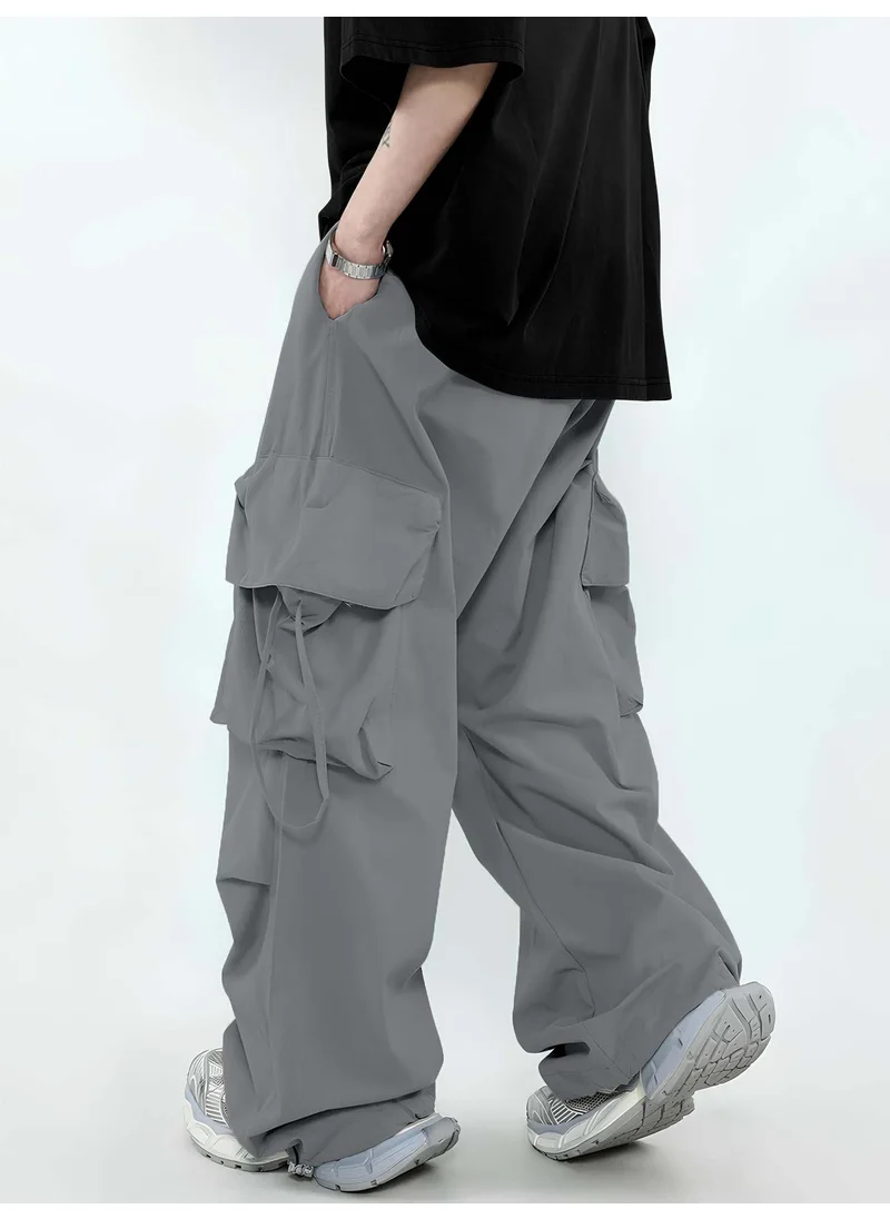 مانياك Maniac Mens Solid Sliver Cement Polyester Nylon Fabric Cargo Pant